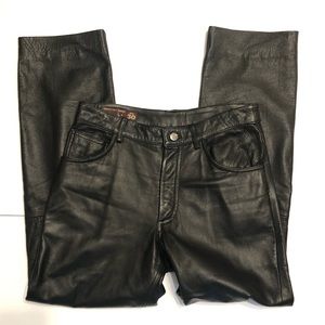 Genuine Leather Motorcycle Pants with Lining